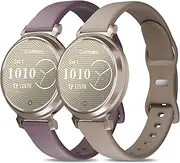 Conidido 2 Pack Slim Silicone Watch Bands Compatible with Garmin Lily 2/Lily 2 Classic/Active Smart Watch, 14mm Soft Rubber Band Quick Release Replacement Thin Narrow Strap Lily 2 Accessory for Women