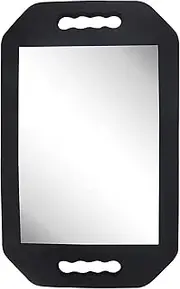 HREW Handle Mirror – Large Hand Mirror with Double Handle - Rectangular Hand Held Mirror with Handle - Lightweight Hair Salon Equipment Hairstylist and Barber Accessories (1Pcs Rectangle)