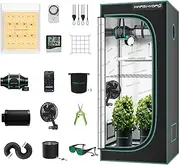MARS HYDRO 2x2 Grow Tent Kit,TS600 LED Grow Light Full Spectrum Indoor Grow Tent Complete System,24"x24"x55" Hydroponics Grow Tent 1680D Canvas with 4 inch 205 CFM Inline Fan and 6 inch Clip Fan