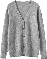 [SWJGLITTR] Men's V Neck Cardigan Sweater Casual Lightweight Button Knitted Single-Breasted V-Neck Knit Cardigans, Light Gray, Medium