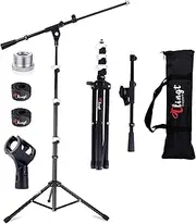 Tlingt Support Mic Stand, Portable Microphone Boom Stand with Telescopic Boom Arm, Deluxe Waterproof Protection Bag for Storage and Travel, Easy Carrying.