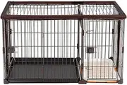 Wooden dog crate, dog crate with separate toilet, metal dog crate, furniture dog crate, simple switch clips, easy to use, easy to assemble, suitable for medium and large dogs(Black - Small - Uncovered