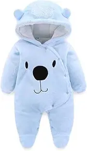 [BOZWELL] Newborn Baby Cartoon Bear Snowsuit Infant Jumpsuit Footie Romper Winter Coat Romper