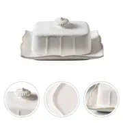 White Butter Dish Food Containers with Lids Dessert Storage Tableware