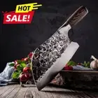 Handmade Carbon Steel Serbian Chef Knife Cleaver Butcher Knife W/Box