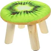 Hohopeti Solid Wood Cartoon Stool with Sponge Seat Cushion Home Low Foot Stool for Living Room Office Comfortable Step Stool for Adults Portable Design for Easy Storage