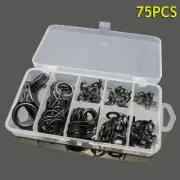 75 Pcs/Set Fishing Rod Guide Tackle Tip Repair Box Kit Eyes Rings DIY Stainless