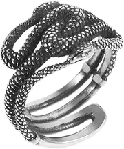[LIFKOME] Stainless Steel Snake Design Gothic Jewelry Gothic Ring Snake Stackable Band for Men Women