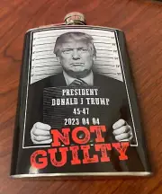 President TRUMP Mug Shot 8oz Stainless Steel Flask Drinking Whiskey Liquor NOT