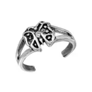 925 Sterling Silver Butterfly Oxidized Adjustable Toe Ring / Finger Ring