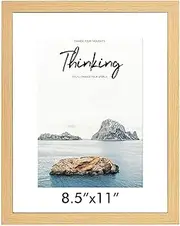 Wood Picture Frame for Documents, Awards, Wood Picture Frames for Wall or Tabletop, Wall Photo Frame, Large Frames, Picture Frames for Home Display, Without Mat: 8.5x11, With Mat: A5, Wood, 1-Pack