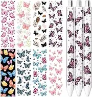 Peacoblue UV DTF Pen Wraps Transfer Sticker Simple Butterflies - 48pcs Waterproof HD Print UV DTF Pen Adhesive Decals for Personalized DIY Pencil Pen Crafts Gifts Giving for Mothers Day