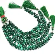 AAA+Natural Malachite Gemstone 7x5mm-6x9mm Smooth Pear Briolette Beads 8" Strand