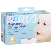 Baby U Disposable Portable Change Mats Nappies Diaper Changing Pads Mat 10 Pack