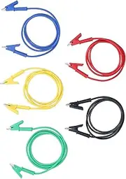 5Pcs Crocodile Clamp/Holder Test Lead Dual Ended 10mm Opening Electrical Projects Testing Flexible Cable Wire for Battery Vehicle