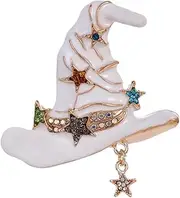 [Hebelee] Rhinestone Witch Hat Brooch Pin for Women AB Crystal Colorful Birthstone Star Witchcraft Brooches Lapel Pins Bag Suit Dress Accessories Unisex Cap Christmas Halloween Fashion Jewelry
