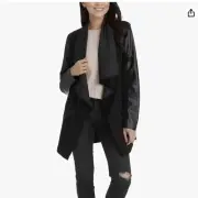 NWT Mud Pie Leather Detail Drape Jacket Size Small