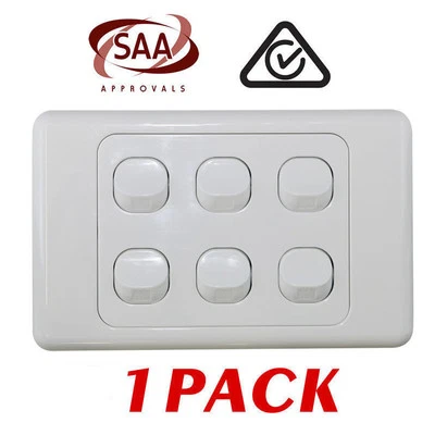 1 x 6 Gang Wall Switch - 2 Way Switching - Electrical Light Switch - SAA
