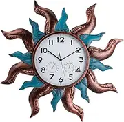 HOBYLUBY Large Outdoor Clock Silent Non-Ticking, Outdoor Wall Clock with Thermometer & Humility, Retro Indoor Outdoor Clock Decor for Patio, Garden, Home Decor