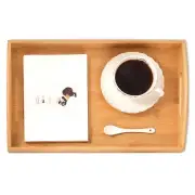 Serving Tray With Handles Bamboo Svering Rectangle Food Curved Side Trays Drks
