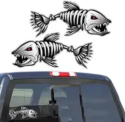2Pcs Skeleton Fish Bones R&L Vinyl Decals Stickers Kayak Fishing Boat Car (C022) Vehicle Accessories Parts