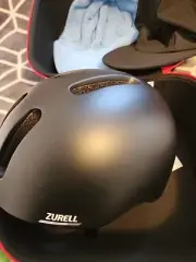 New Zurell Adult Bike Helmet Size Small Led Back Light Case 2 Caps Saftey