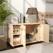 CostwayCat Litter Box Enclosure with Sisal Scratching Doors for Kitten and Adult Cat-S