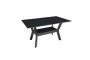 Design Square Rectangle Dining Table Glass Top Wooden Frame - Cappucino