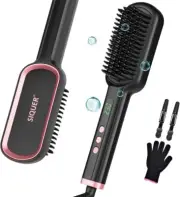 Hair Straightener Brush - SIQUER Ionic Hair Straightening Brush with 13 Temps