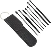 Hoement 1 Set Ear Cleaning Tools with Non Slip Handle Spiral Ear Picks for Comfortable Removal Portable Storage Case Included Black