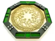 Gaming Dice Tray ~ Wooden Octagon with Laser Etched Celtic Design ~ EMERALD