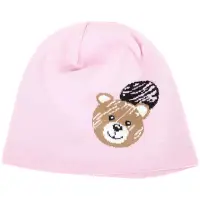 在飛比找Yahoo奇摩購物中心優惠-MOSCHINO 塗鴉泰迪熊混紡羊毛帽(粉色)