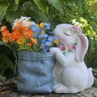 在飛比找Yahoo!奇摩拍賣優惠-@P（可米希）創意可愛兔子 多肉花盆 個性陽臺佈置 戶外花園