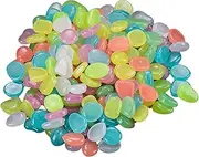 Glow in The Dark Rocks Outdoor Garden Decoration Pebbles, 400 PCS Glow Pebbles Luminous Stones for Outside Patio Yard Fish Tank Aquarium Flower Bed Vase Potted Plant Decoration (Colorful)