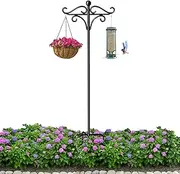 Shepherd Hooks - Iron Garden Lighting Hook, Garden Decoration Rack | Heavy Duty Iron Adjustable Hook Outside with 5 Prongs Base for Outside
