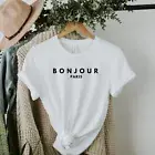 Bonjour Paris T-shirts Simple Fashion Classic Retro Shirts Unisex Tops Tee