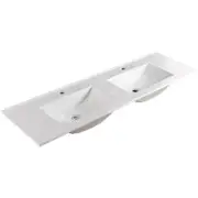 Fienza Vanessa 1500 x 460 Double Bowl Poly Marble Basin Top White 3TH 150VAND-3