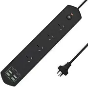 CREATMOR Surge Protector Power Board 2M 4 AC Outlets/4 USB Ports/2 Type C Overload Protection Power Strip Power Board 10A 2500W Travel Surge Protector Black