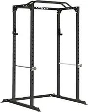 ATTIVO Power Rack Multi-Function Adjustable Power Cage with J-Hooks, Safety Spotter Arms ZY18 - Black