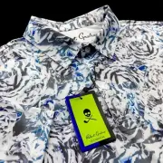 Robert Graham Performance Abstract Floral Print Polo Shirt White Large $128