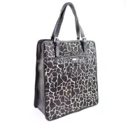 NEW SABA Lexy Leather Tote Handbag Shoulder Bag Black White Print Tags Dustbag