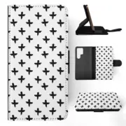 FLIP CASE FOR SAMSUNG GALAXY|BLACK CROSS PATTERN EDGE PATTERN