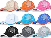 [Sureio] 9 Pieces Baseball Caps for Kids Summer Hats Kids Bulk Breathable Mesh Hat Mesh Cap Colorful Quick Dry Running Hat for Boys Girls Toddler, 9 Colors, Multicolor, One Size