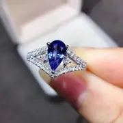 2CT Pear Shape Blue Sapphire Engagement Wedding Jewelry Ring 14K White Gold Over