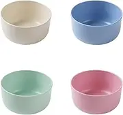 AIMALL 4pcs Wheat Straw Bowl Set, Shatter-Resistant Plastic Noodle & Soup Bowls, Household Children's Western-Style Dining Bowls, 4.53 x 2.48 inches, Eco-Friendly Material