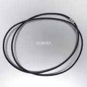 Sterling Silver 2.5mm Round Genuine Leather Cord Long Closed Pullover Necklace