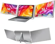 Trion Portable Monitor Extender for Laptop Full HD Foldable Dual Screen 16 inches - Grey (1 Year AU Warranty)
