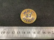 VINTAGE BRASS PIN BACK BADGE W R C OFFICIAL 37 BADGE ORIGINAL