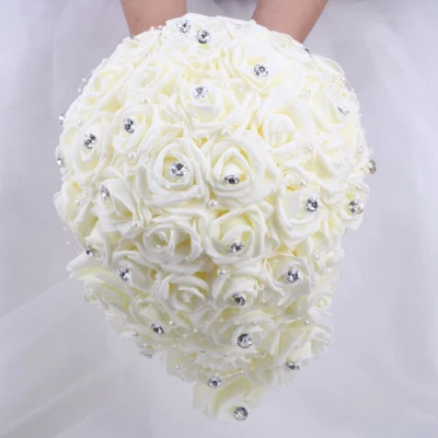 Bride Bridesmaid Holding Flowers Ivory PE Foam Bouquet Wedding Church Decoration