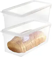 [Youngever] 2 Pack Plastic Bread Container, Reusable Bread Storage Containers, Clear Food Storage Containers, 180OZ